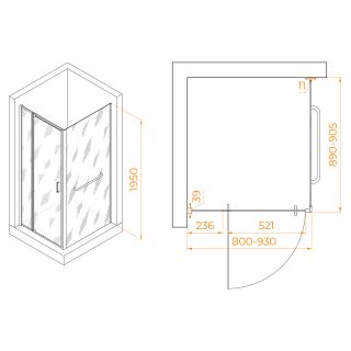 Душевой уголок RGW PA-078-1 (RGW PA-008 + Z-060-2) 3508078189-11 80x90см хром